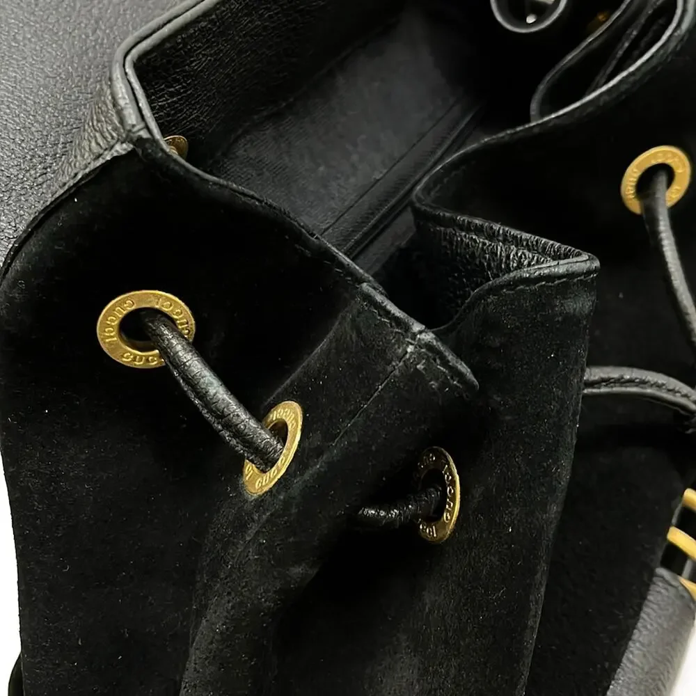 Gucci Bamboo Backpack Black Brown Suede Leather